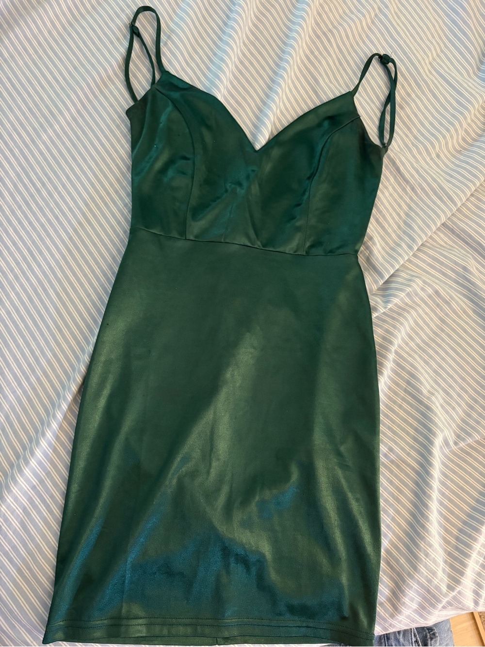 Homecoming Windsor Dark Emerald Satin Slip Mini Dress